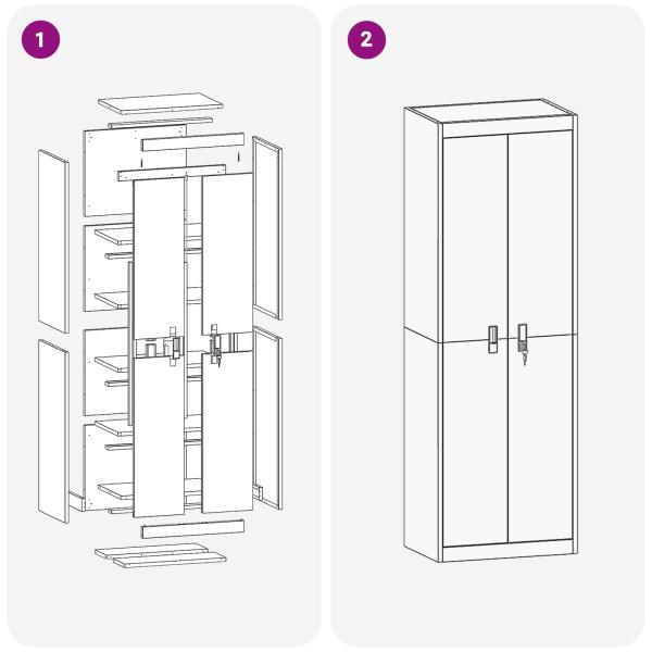 Aufbewahrungsschrank mit Speicher 2 pcs Weiß 60 x 40 x 180 cm