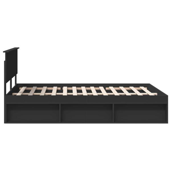 ARDEBO.de - Bettrahmen mit Kopfteil Schwarz 160 x 200 cm Holzwerkstoff