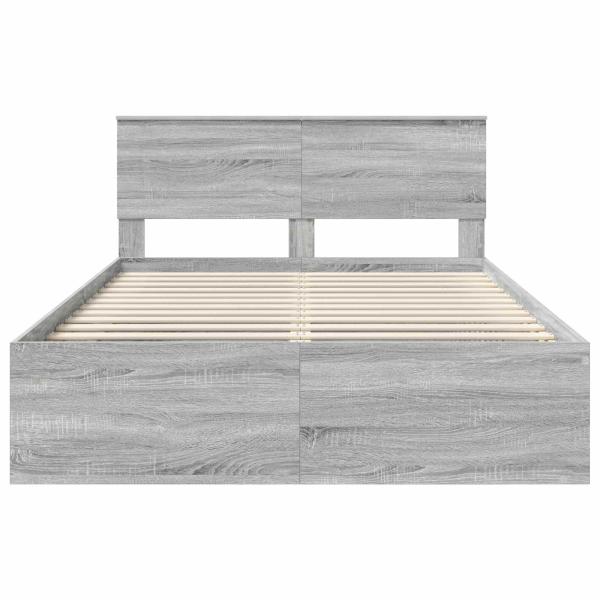ARDEBO.de - Bettrahmen Graues Sonoma 150 x 200 cm Holzwerkstoff