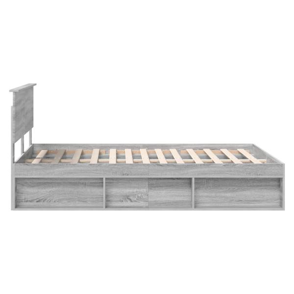 ARDEBO.de - Bettrahmen Graues Sonoma 140 x 190 cm Holzwerkstoff