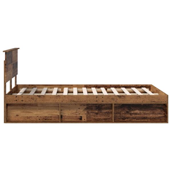 Bettrahmen mit Kopfteil Altholz 120 x 200 cm Holzwerkstoff