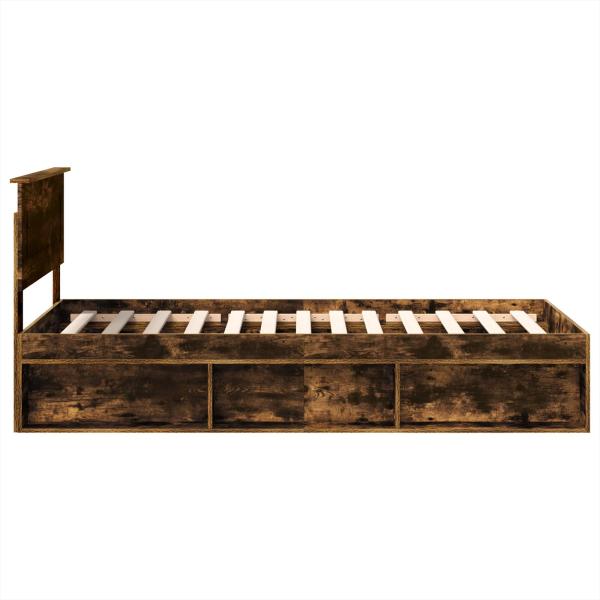 ARDEBO.de - Bettrahmen Geräucherte Eiche 75 x 190 cm Holzwerkstoff