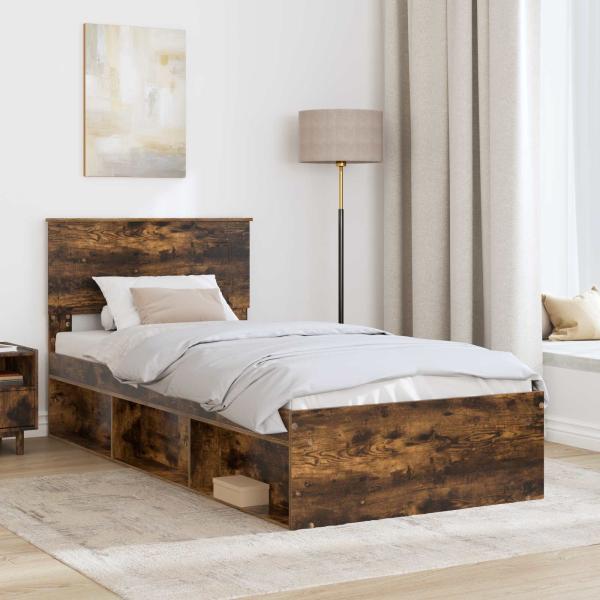 Bettrahmen Geräucherte Eiche 75 x 190 cm Holzwerkstoff