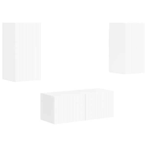 TV-Schrankset Wandmontiert 2 pcs Hochglanz Weiß Holzwerkstoff