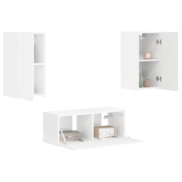 TV-Schrankset Wandmontiert 2 pcs Hochglanz Weiß Holzwerkstoff