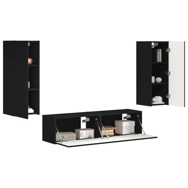 ARDEBO.de - TV-Schrankset Wandmontiert 2 pcs Schwarz Holzwerkstoff