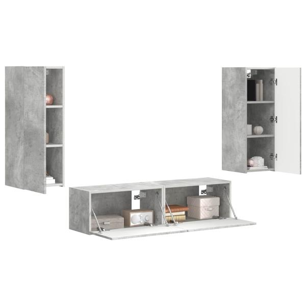 TV-Schrankset Wandmontiert 2 pcs Beton Grau Holzwerkstoff