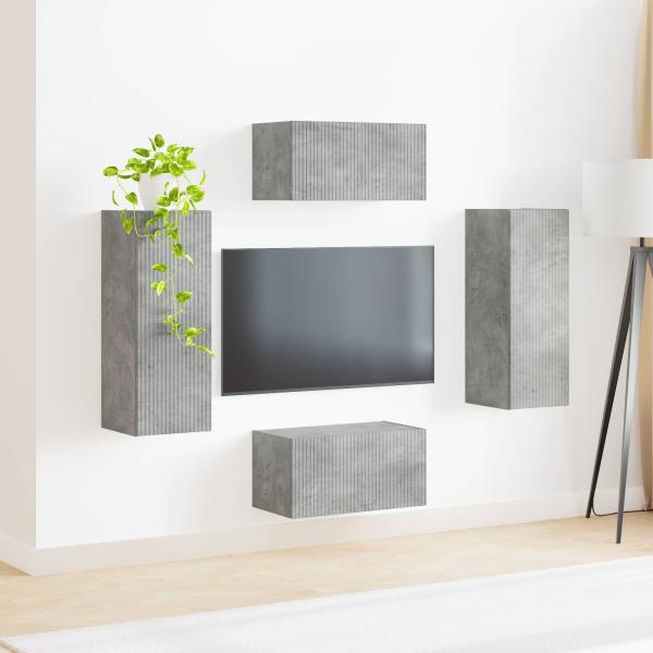 TV-Schrankset Wandmontiert 2 pcs Beton Grau Holzwerkstoff