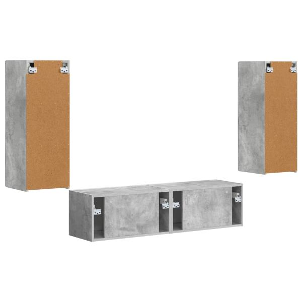 TV-Schrankset Wandmontiert 2 pcs Beton Grau Holzwerkstoff