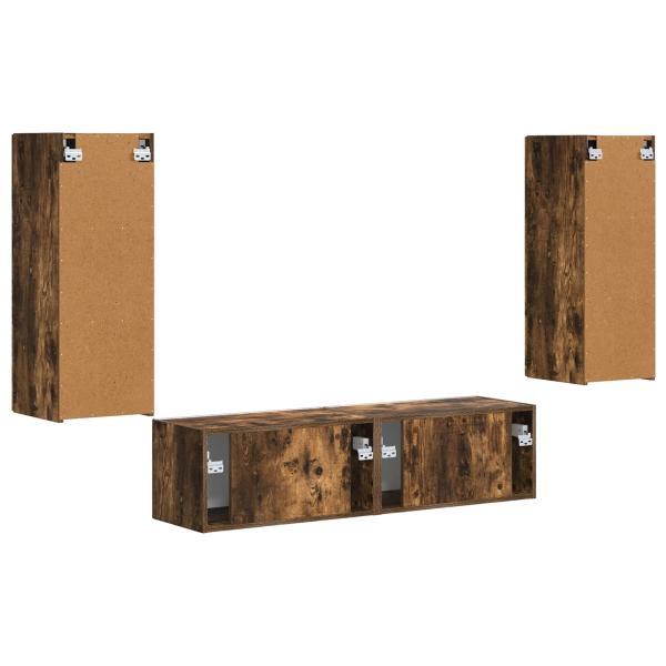 ARDEBO.de - TV-Schrankset 2 pcs Geräucherte Eiche Holzwerkstoff