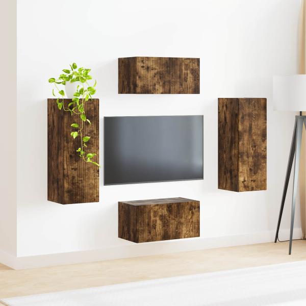 TV-Schrankset 2 pcs Geräucherte Eiche Holzwerkstoff
