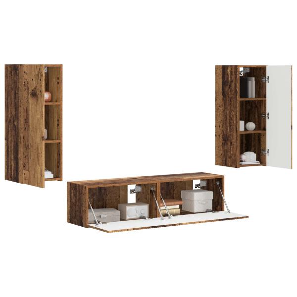 TV-Schrankset Wandmontiert 2 pcs Altholz Holzwerkstoff