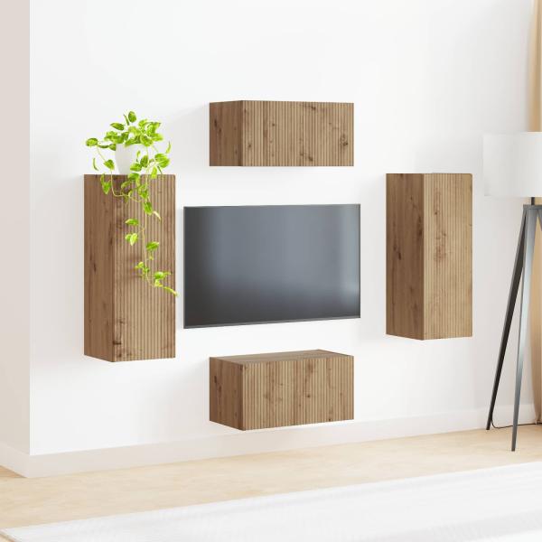 TV-Schrankset Wandmontiert 2 pcs Artisan-Eiche Holzwerkstoff