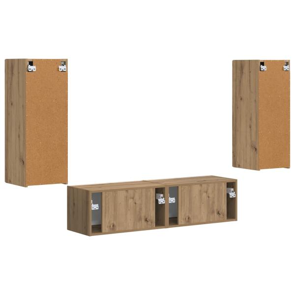 TV-Schrankset Wandmontiert 2 pcs Artisan-Eiche Holzwerkstoff