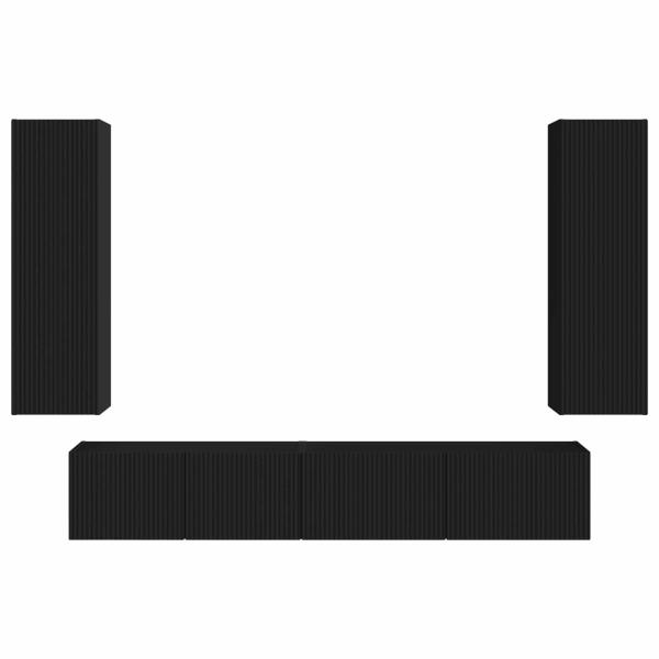 TV-Schrankset Wandmontiert 3 pcs Schwarz Holzwerkstoff