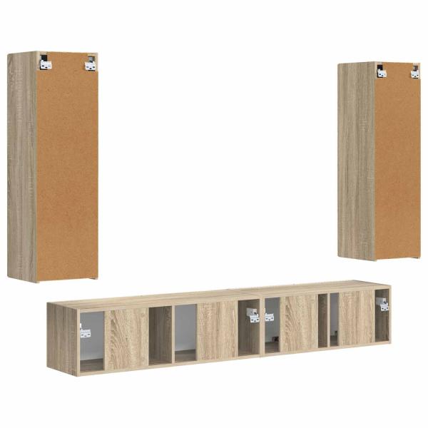 TV-Schrankset Wandmontiert 3 pcs Sonoma-Eiche Holzwerkstoff