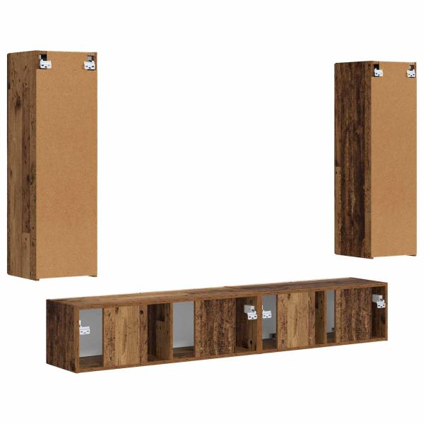 ARDEBO.de - TV-Schrankset Wandmontiert 3 pcs Altholz Holzwerkstoff