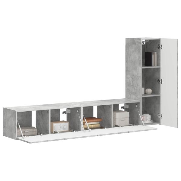 TV-Schrankset Wandmontiert 2 pcs Beton Grau Holzwerkstoff