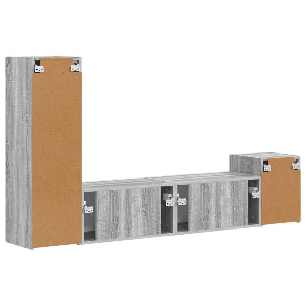 TV-Schrankset Wandmontiert 4 pcs Graues Sonoma Holzwerkstoff