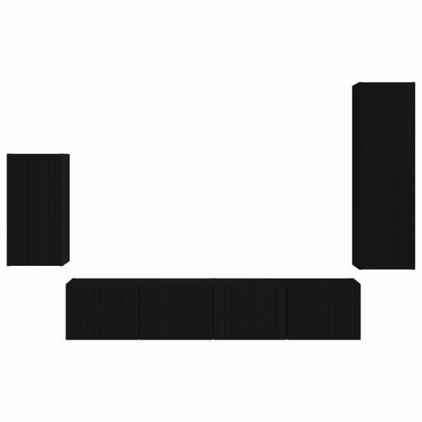 ARDEBO.de - TV-Schrankset Wandmontiert 3 pcs Schwarz Holzwerkstoff