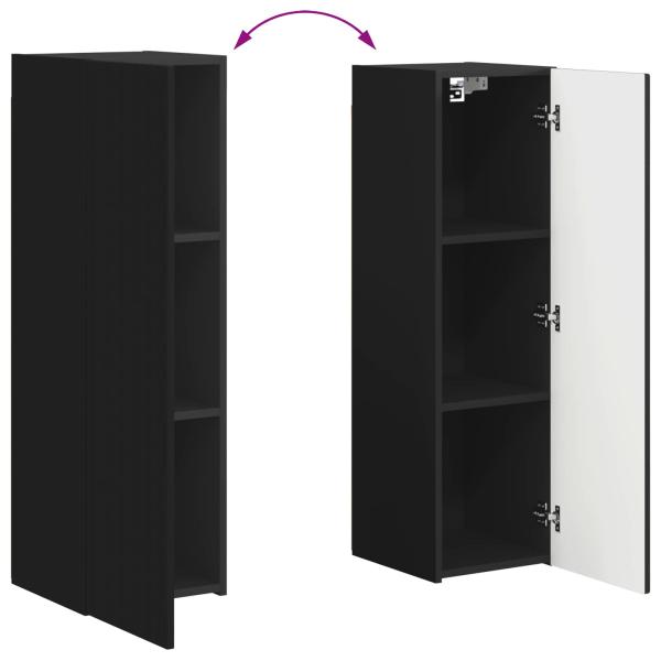 TV-Schrankset Wandmontiert 3 pcs Schwarz Holzwerkstoff