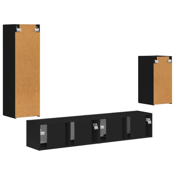 TV-Schrankset Wandmontiert 3 pcs Schwarz Holzwerkstoff