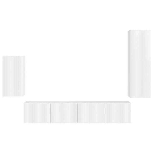 TV-Schrankset Wandmontiert 3 pcs Hochglanz Weiß Holzwerkstoff