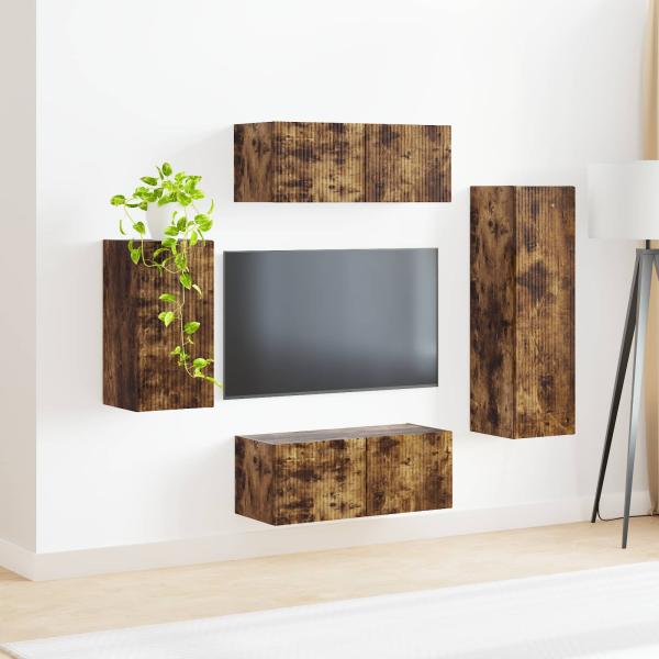 TV-Schrankset 3 pcs Geräucherte Eiche Holzwerkstoff