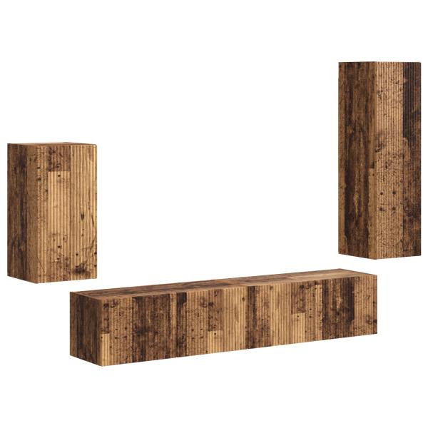 TV-Schrankset Wandmontiert 3 pcs Altholz Holzwerkstoff