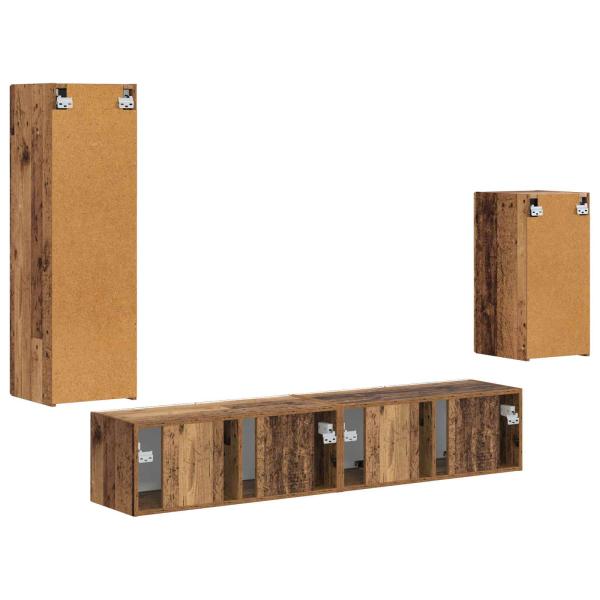 TV-Schrankset Wandmontiert 3 pcs Altholz Holzwerkstoff