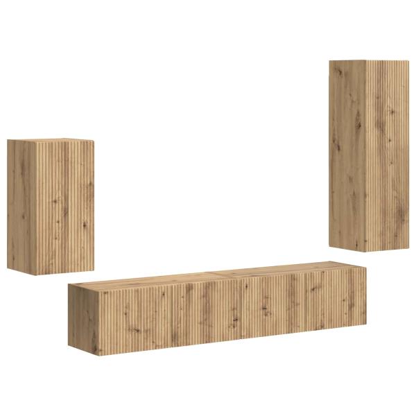 TV-Schrankset Wandmontiert 3 pcs Artisan-Eiche Holzwerkstoff