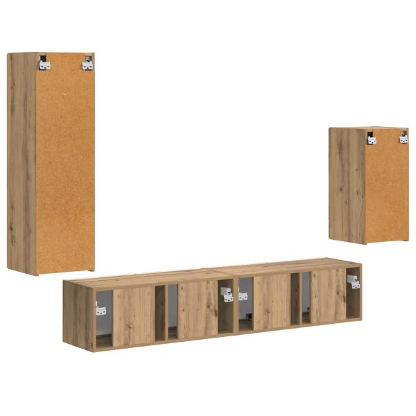 TV-Schrankset Wandmontiert 3 pcs Artisan-Eiche Holzwerkstoff
