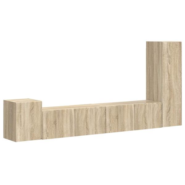 ARDEBO.de - TV-Schrankset Wandmontiert 3 pcs Sonoma-Eiche Holzwerkstoff