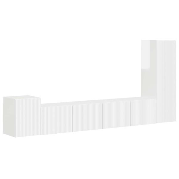 TV-Schrankset Wandmontiert 3 pcs Hochglanz Weiß Holzwerkstoff
