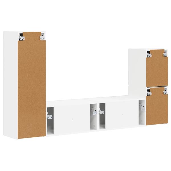 TV-Schrankset Wandmontiert 4 pcs Weiß Holzwerkstoff