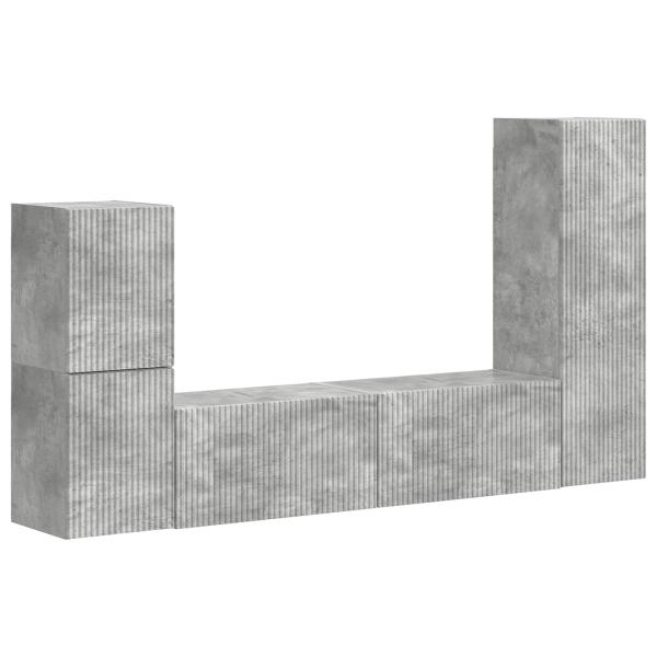 TV-Schrankset Wandmontiert 4 pcs Beton Grau Holzwerkstoff