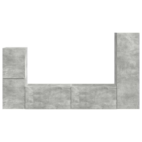 TV-Schrankset Wandmontiert 4 pcs Beton Grau Holzwerkstoff
