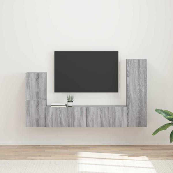 ARDEBO.de - TV-Schrankset 4 stk. Graues Sonoma Holzwerkstoff