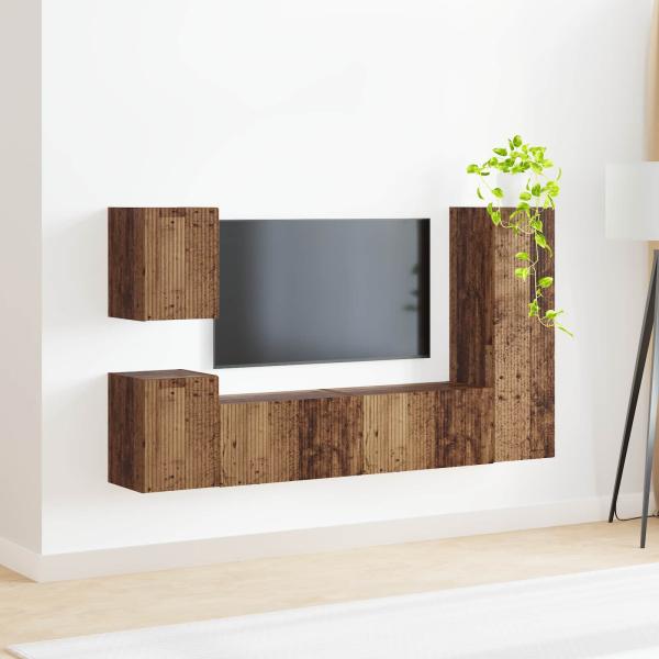 TV-Schrankset 4 Stk. Altholz Holzwerkstoff