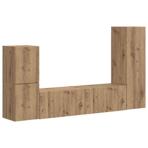 TV-Schrankset Wandmontiert 4 pcs Artisan-Eiche Holzwerkstoff