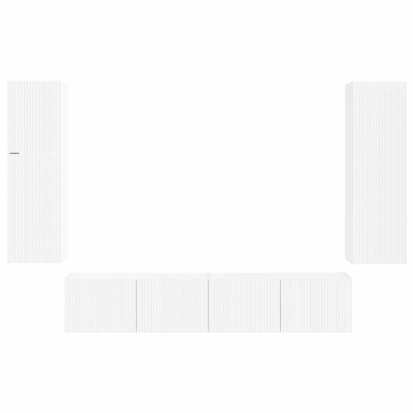 TV-Schrankset Wandmontiert 4 pcs Weiß Holzwerkstoff