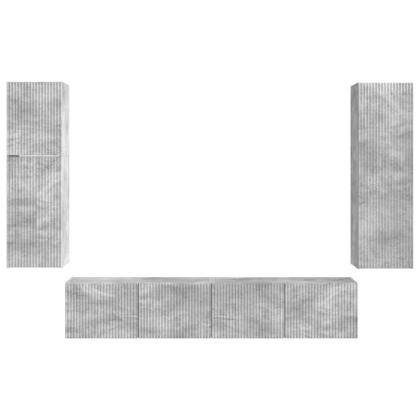 TV-Schrankset Wandmontiert 4 pcs Beton Grau Holzwerkstoff