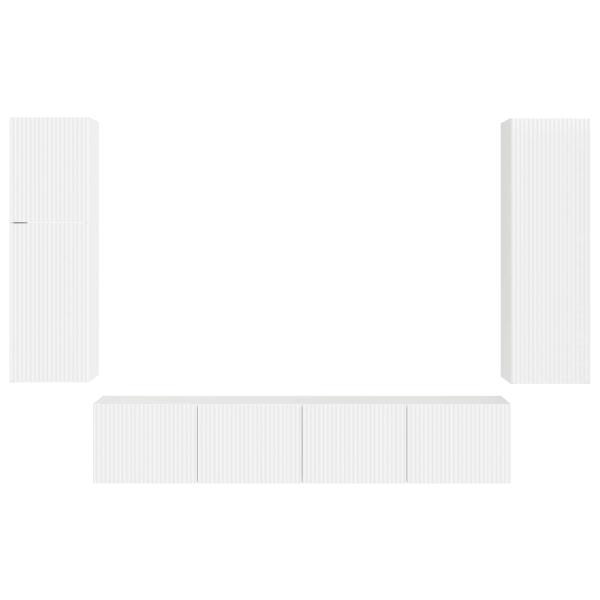 TV-Schrankset Wandmontiert 4 pcs Hochglanz Weiß Holzwerkstoff