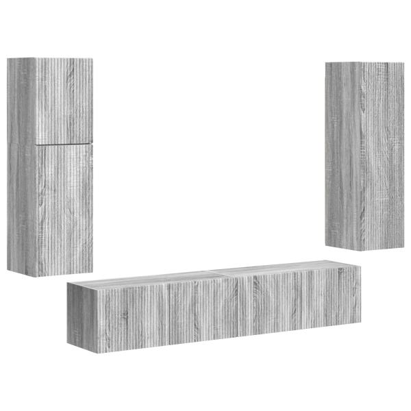 ARDEBO.de - TV-Schrankset Wandmontiert 4 pcs Graues Sonoma Holzwerkstoff