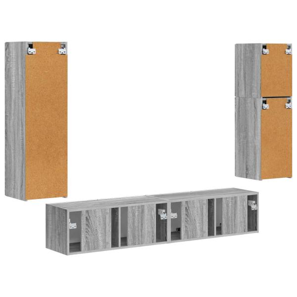 TV-Schrankset Wandmontiert 4 pcs Graues Sonoma Holzwerkstoff