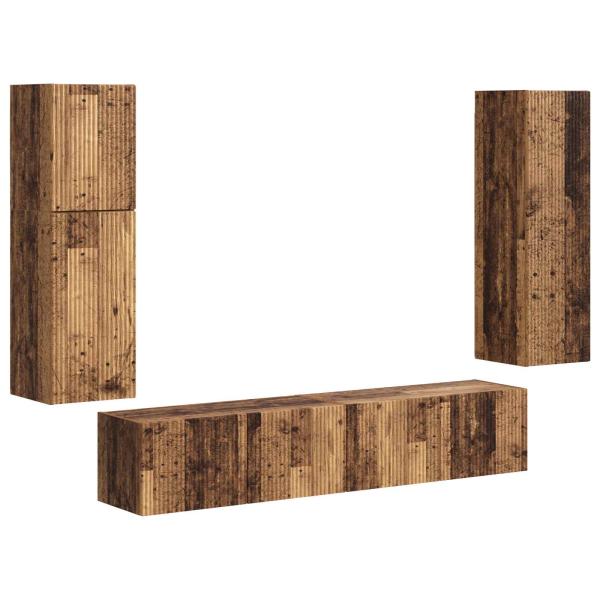 TV-Schrankset Wandmontiert 4 pcs Altholz Holzwerkstoff