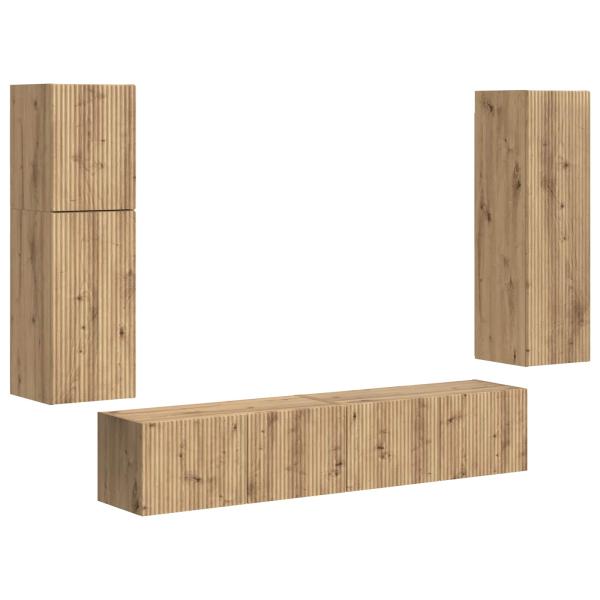 TV-Schrankset Wandmontiert 4 pcs Artisan-Eiche Holzwerkstoff
