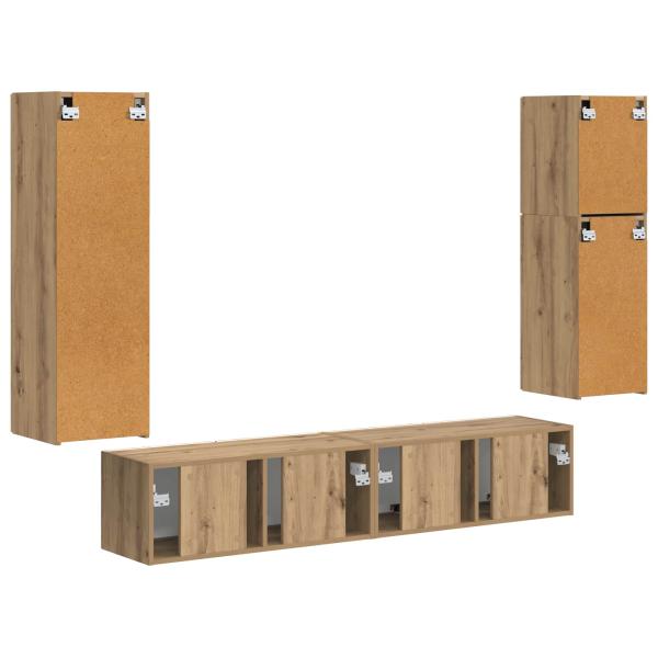 TV-Schrankset Wandmontiert 4 pcs Artisan-Eiche Holzwerkstoff
