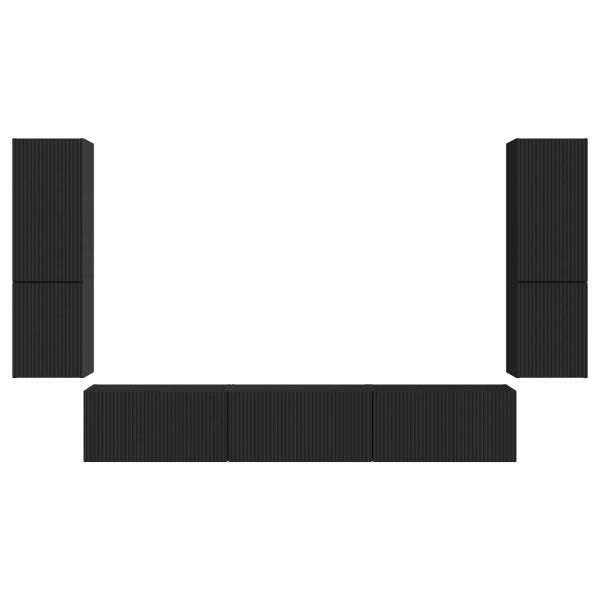TV-Schrankset Wandmontiert 4 pcs Schwarz Holzwerkstoff
