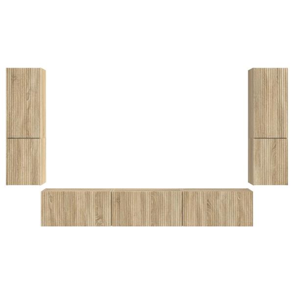 TV-Schrankset Wandmontiert 4 pcs Sonoma-Eiche Holzwerkstoff